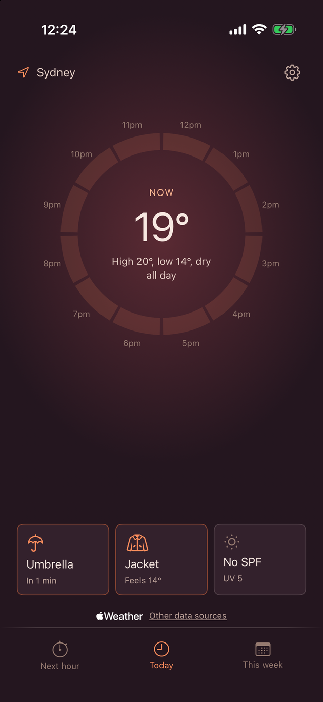 Ring layout in the warm red Sunset palette